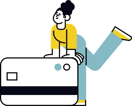 Woman doing cashless payment via card  Illustration