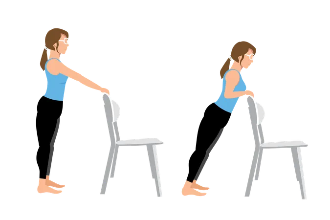 Woman doing Chair push-ups  Illustration