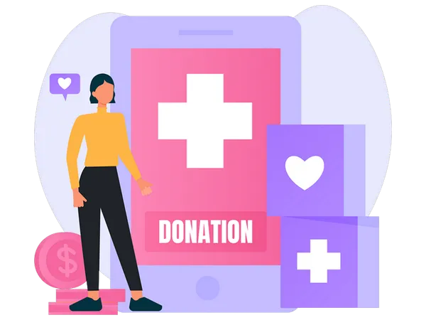 Woman doing charity fundraising  Illustration