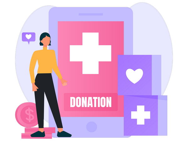 Woman doing charity fundraising  Illustration