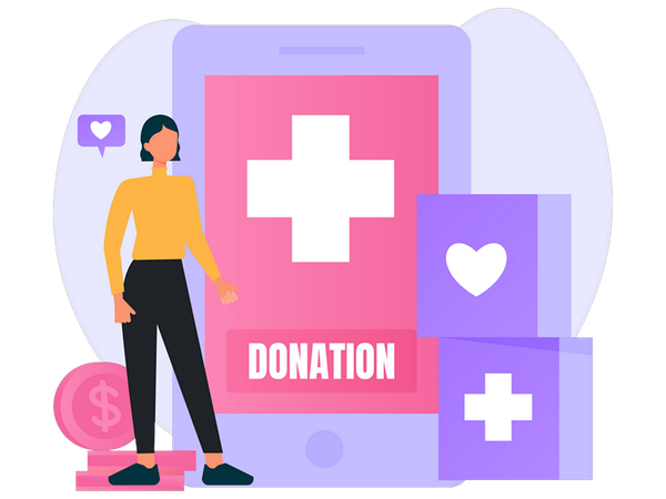 Woman doing charity fundraising  Illustration