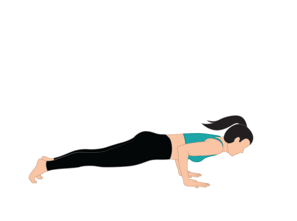 Woman doing Chaturanga Dandasana  Illustration
