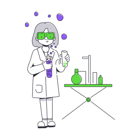 Woman doing chemistry experiments  Illustration