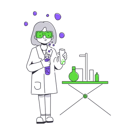 Woman doing chemistry experiments  Illustration