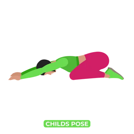 Woman Doing Child Pose Stretch  Illustration