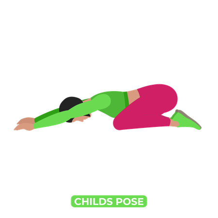 Woman Doing Child Pose Stretch  Illustration