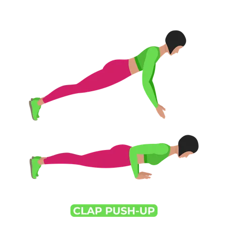 Woman Doing Clap Push Up  Illustration