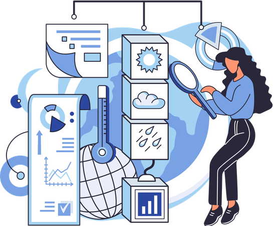 Woman doing climate analysis  Illustration