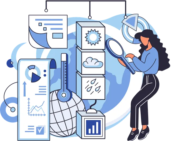 Woman doing climate analysis  Illustration