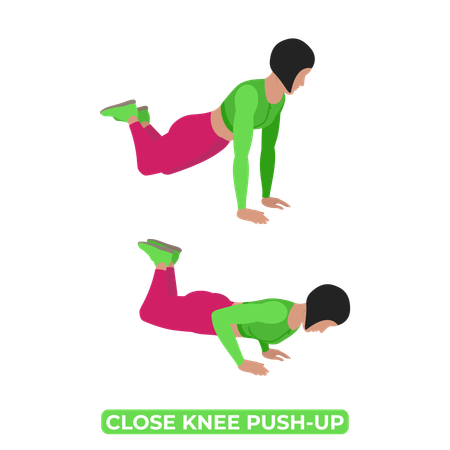 Woman Doing Close Knee Push Up  Illustration