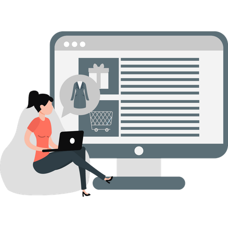 Woman doing cloth shopping online  Illustration