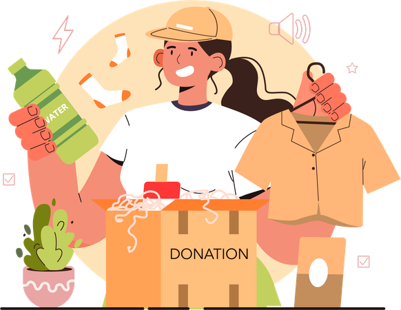 Woman doing clothes donation  Illustration