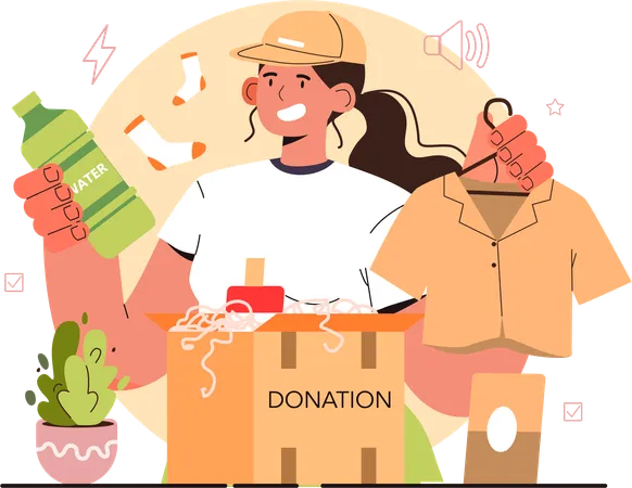 Woman doing clothes donation  Illustration