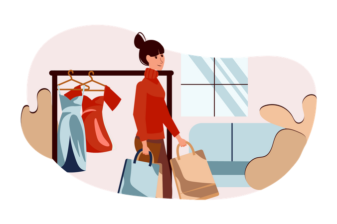 Woman doing clothes shopping  Illustration