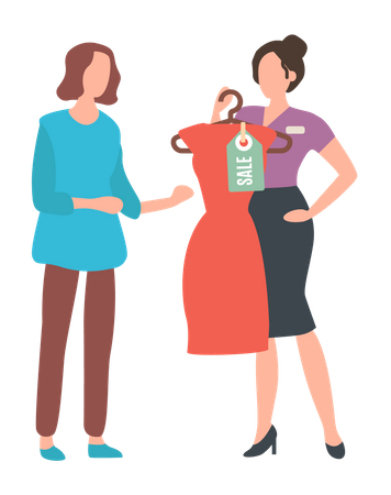Woman doing clothes shopping Illustration
