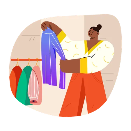 Woman doing Clothes Shopping  Illustration