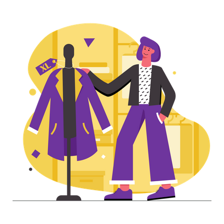 Woman doing clothes shopping  Illustration