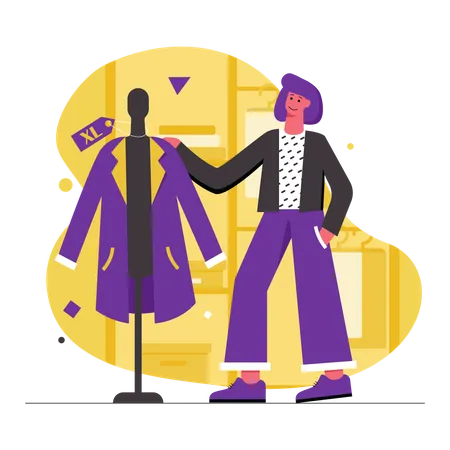 Woman doing clothes shopping  Illustration