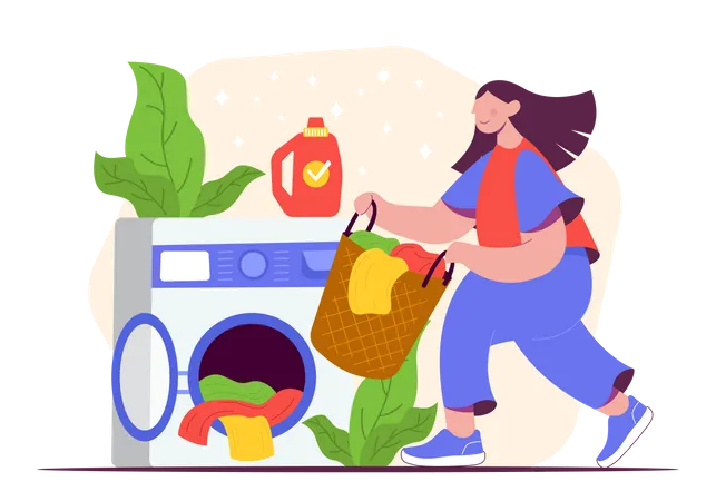 Woman washing clothes Illustration