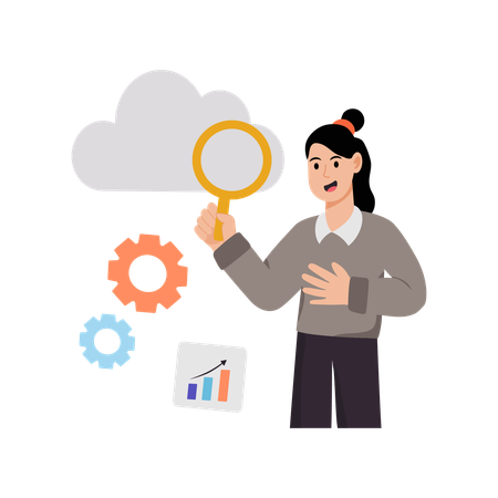 Woman doing cloud optimisation  Illustration