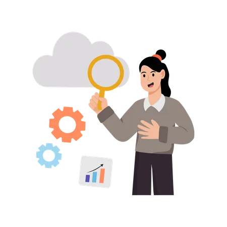 Woman doing cloud optimisation  Illustration