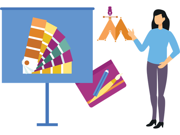 Woman doing colour matching  Illustration