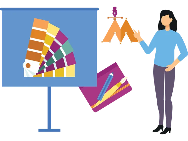 Woman doing colour matching  Illustration