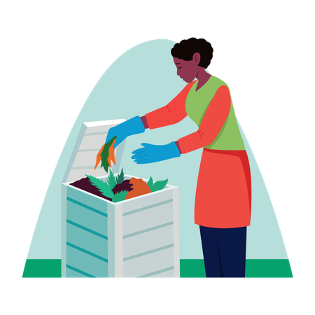 Woman doing Composting waste  Illustration