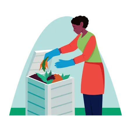 Woman doing Composting waste  Illustration