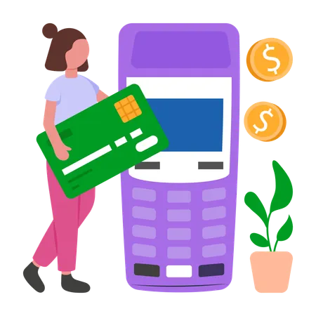 Woman doing Contact less Payment  Illustration