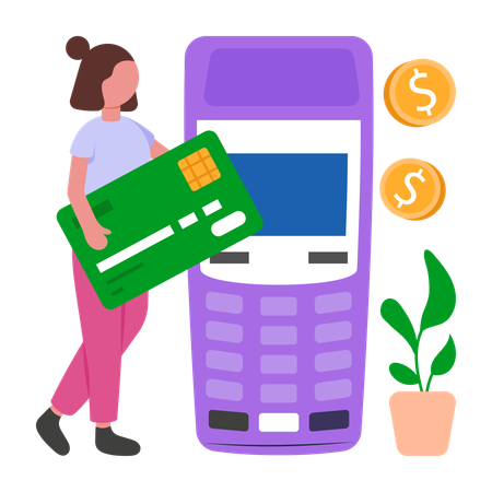 Woman doing Contact less Payment  Illustration
