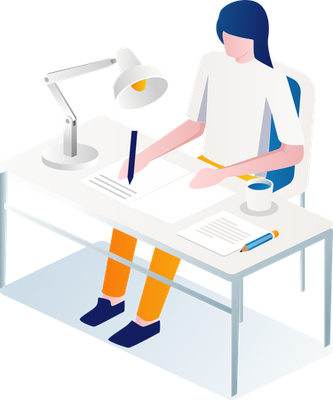 Woman doing content writing Illustration