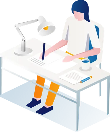 Woman doing content writing  Illustration