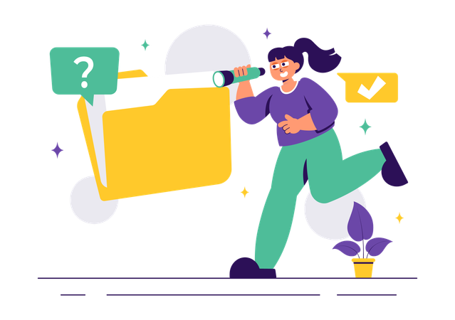 Woman doing corporate investigation  Illustration