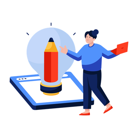 Woman doing Creative writing  Illustration