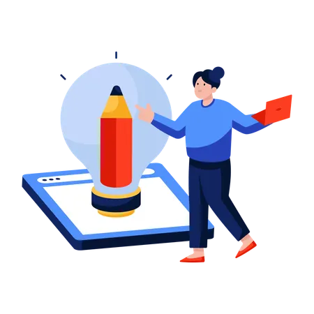 Woman doing Creative writing  Illustration