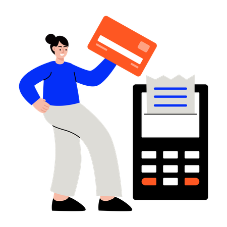 領収書を受け取る女性  イラスト