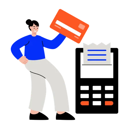 領収書を受け取る女性  イラスト