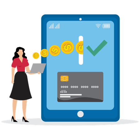 Woman doing Credit Card Payment Gateway  Illustration