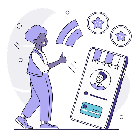 Woman doing credit card shopping  Illustration