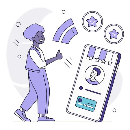 Woman doing credit card shopping  Illustration
