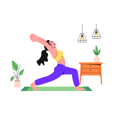 Woman Doing Crescent Lunge  Illustration