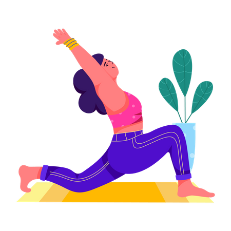 Woman doing Crescent Lunge  Illustration