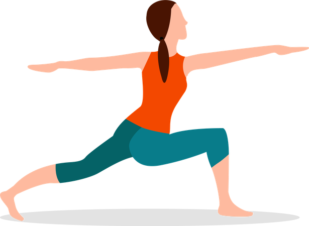 Woman Doing Crescent Lunge Twist Yoga Pose  Illustration