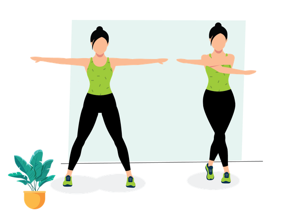 Woman doing Cross arm and leg  Illustration