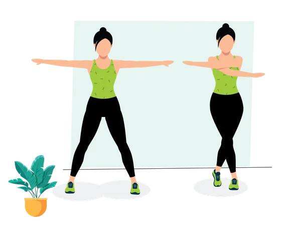 Woman doing Cross arm and leg  Illustration