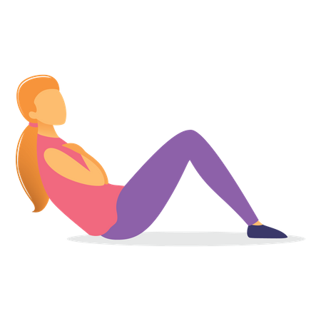 Woman doing crunches Illustration