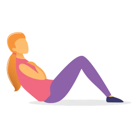 Woman doing crunches Illustration
