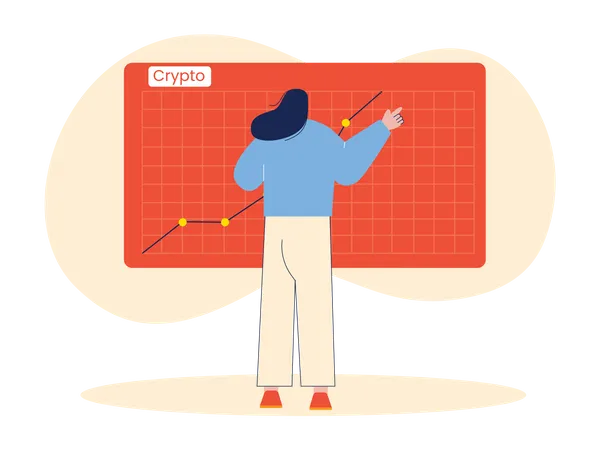 Woman doing crypto analysis  Illustration