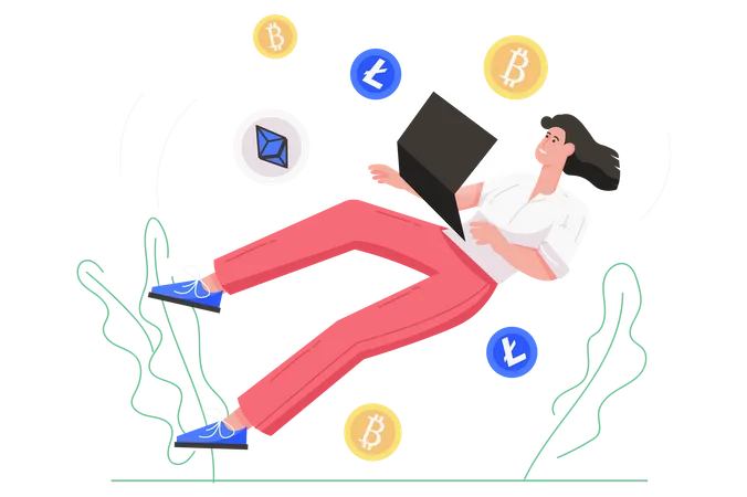 Woman doing crypto business  Illustration